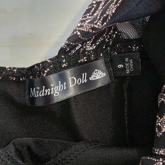 Midnight Doll Geometric Glitter Black Dress NEW Junior 9 Party Prom Dance - Picture 4 of 9